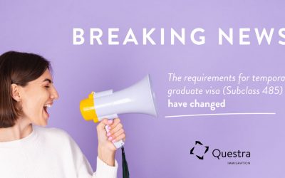 Changes in the requirements of the Australian Temporary Graduate (485 visa)